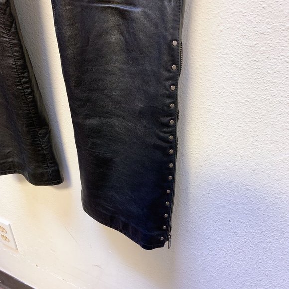 Harley-Davidson Black Leather Motorcycle Pants Size 8/36 - Picture 7 of 8